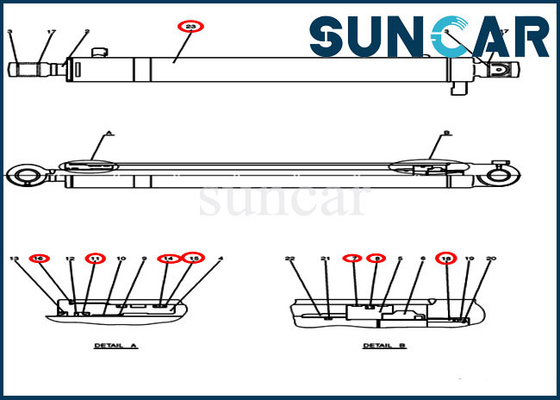 کیت CX50B کیس PH01V00037R400 کیت تعمیر مهر و موم بازوی بیل مکانیکی کیت تعویض سیلندر هیدرولیک