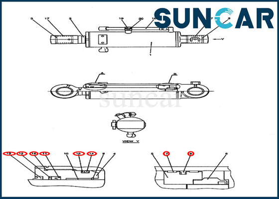 کیت کامل آب بندی هیدرولیک PY01V00040R300 کیت آب بندی سیلندر بولدوزر برای قطعات کیس تعمیری CX50B