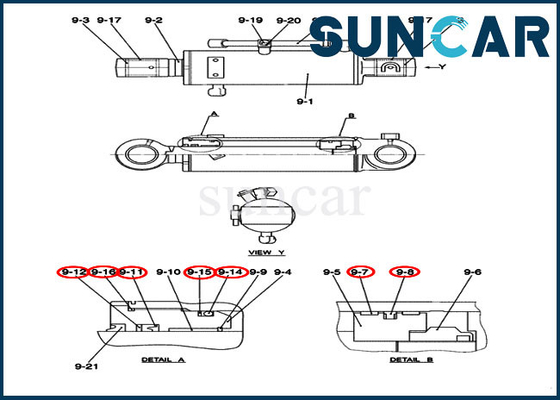 کیت کیت آب بندی تعمیر بولدوزر PY01V00040R400 مدل CX50B کیت سرویس تعویض سیلندر هیدرولیک