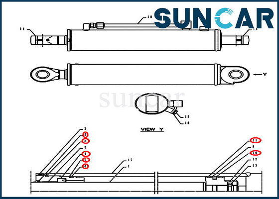 کیت سرویس بولدوزر کیت آب بندی سیلندر زاویه ای PH01V00006R100 متناسب با مدل های کیس CX55BMSR CX55B