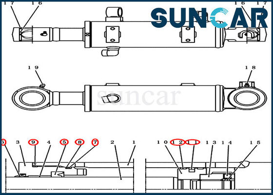 کیت مهر و موم تعمیر سیلندر بولدوزر PY01V00036R300 برای بیل مکانیکی خزنده CX50B CX55BMSR CX55B CASE