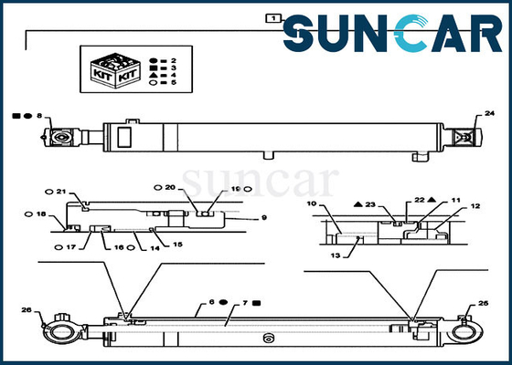 کیت سیلندر هیدرولیک بیل مکانیکی خزنده مینی PS01V00001R300 کیس Boom CYL