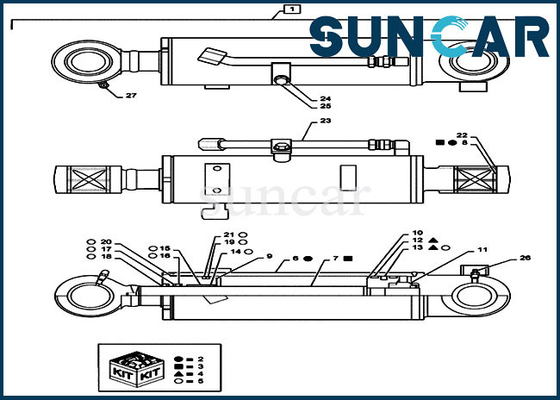 کیت تعمیر کاسه نمد کیت سیلندر سیلندر پیستون بولدوزر PS01V00005R300 بیل مکانیکی خزنده مینی CX55B