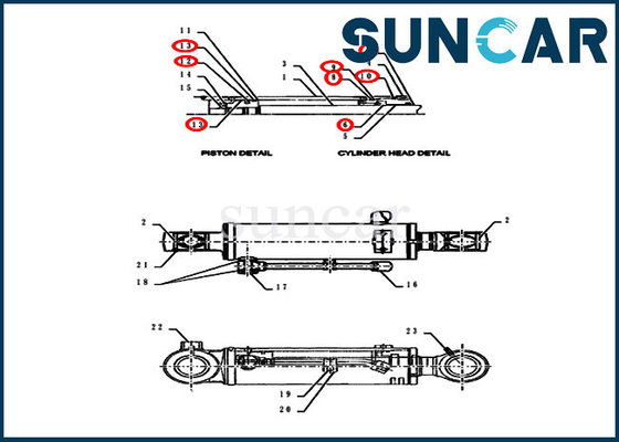 کیت آب بند تعمیر بولدوزر PY01V00052R300 CX55BMSR CASE کیت تعویض سیلندر بیل مکانیکی
