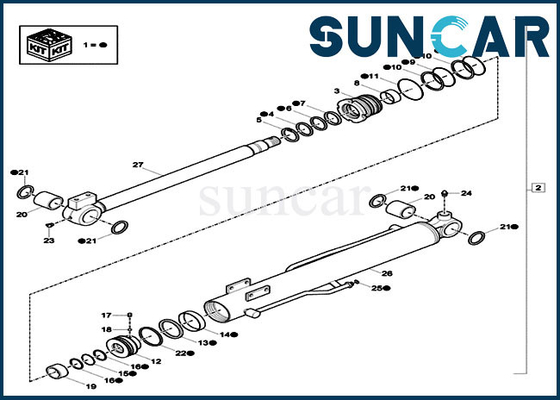 کیت CX17C کیت XKCC-01524 Boom CYL آب بندی کیت سرویس سیلندر بیل مکانیکی مینی XKCC01524