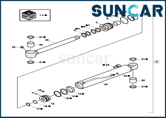 قطعات بیل مکانیکی CX17C XKCC-01532 XKCC01532 کیت سرویس کیت آب بندی سیلندر چرخشی بوم کیس
