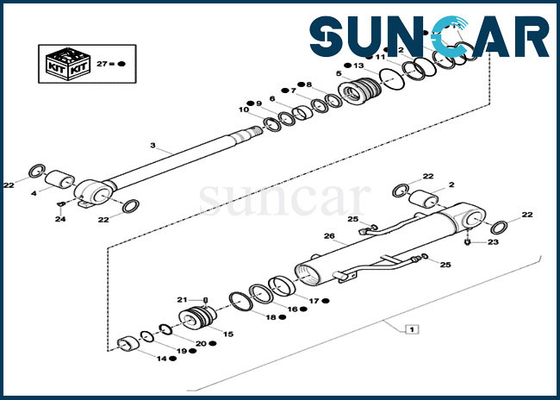 کیت آب بند XKCD-01373 Boom CYL کیت تعمیر سیل XKCD01373 مناسب بیل مکانیکی خزنده کوچک کیس مدل CX26C
