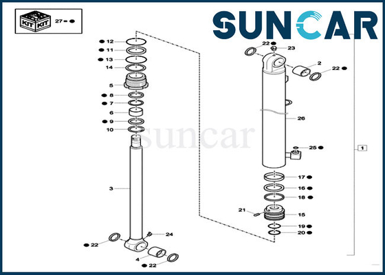 کیت آب بند سطل کیس CX26C XKCD-03350 کیت تعمیر سیلندر سیلندر بیل مکانیکی خزنده XKCD03350
