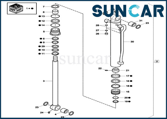 کیت مهر و موم سطل XKCD-03080 CASE CX57C XKCD03080 کیت سیل روغن تعمیر سیلندر هیدرولیک