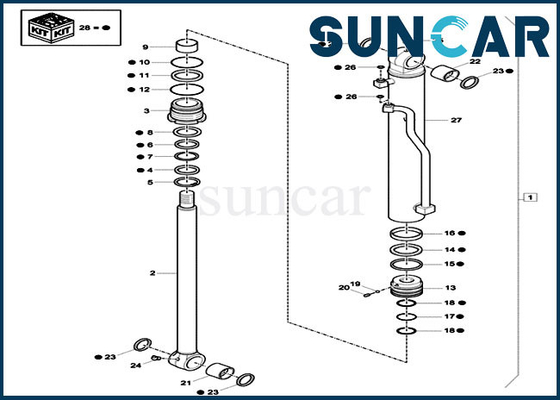 کیت سیلندر تعویض بیل مکانیکی XKCC-01002