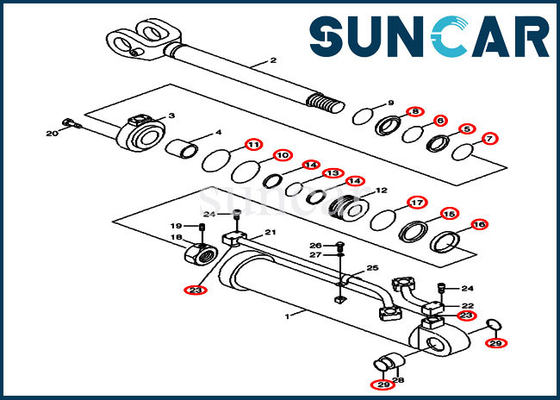 کیت تعمیر سیل سیلندر Boom 31Y2-03180 31Y203180 برای قطعات لودر چرخ 1221E