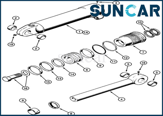 کیت سرویس سیلندر تعویض کیت 1542875C1 Ripper Seal Kit متناسب با تجهیزات سنگین CASE 621B 721B 850K