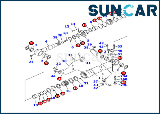 کیت سرویس سیلندر بازویی نسخه خارجی 707-99-58070 برای بیل مکانیکی کوماتسو PC220-7 PC220-7