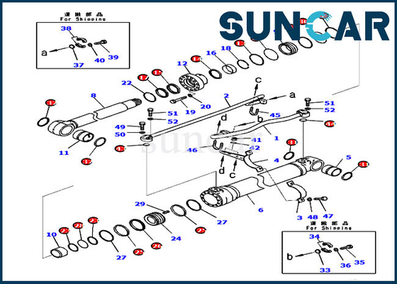 کیت خدمات کیت مهر و موم 721-98-00660 سیلندر هیدرولیک بوم برای Komatsu PC200LC-8M0 PC210-10M0