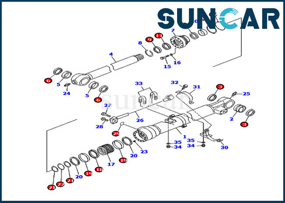 کیت آب بندی سطل 707-99-47570 PC200-7 PC200LC-7 مدل های کوماتسو کیت مهر و موم تعمیر سیلندر