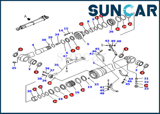 کیت خدمات کیت مهر و موم بازو 707-99-50500 برای بیل مکانیکی کوماتسو سیلندر هیدرولیک PC200-8 PC210LC-8K