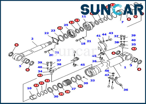 کیت سرویس تعویض بوم 707-99-46410 کیت تعمیر سیلندر هیدرولیک Komatsu PC200-8 7079946410