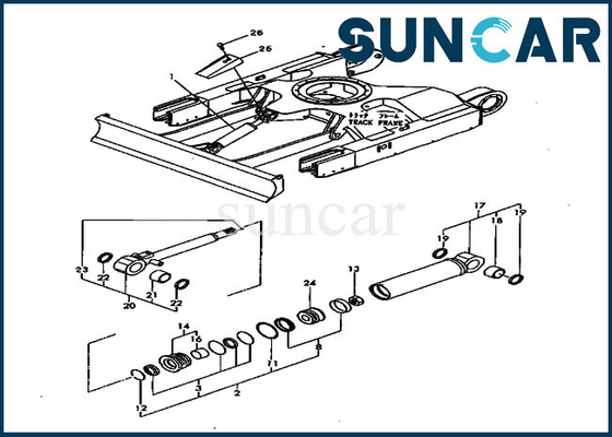 PC20FR-2 Komatsu YM172168-72010 کیت مهر و موم تیغه سیلندر هیدرولیک متناسب با قسمت داخلی بیل مکانیکی و پوشش