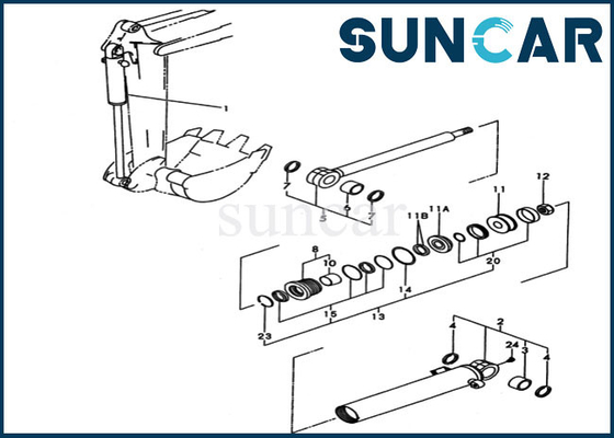 کیت تعمیر مهر و موم سطل YM172173-72923 YM17217372923 برای قطعات داخلی سیلندر کوماتسو PC20FR-2