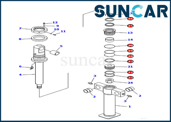 کیت سرویس کیت آب بندی سیلندر سطل تاشو قطعات داخلی PC200SC-6 Komatsu Inner Parts 707-98-47700