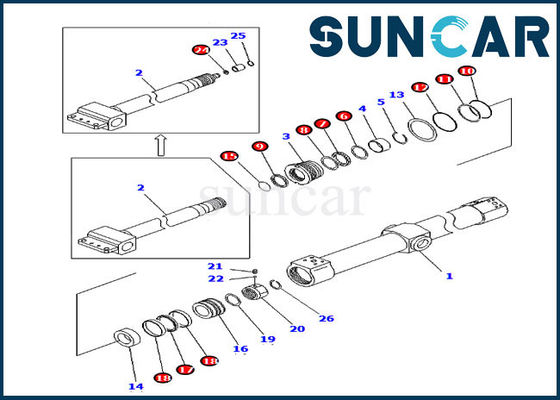 کیت سرویس سیلندر کشویی KB3011A-00203 KB3011A00203 PC200SC-6 تعویض کیت مهر و موم کوماتسو
