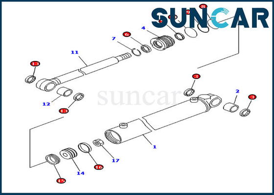 کیت آب بندی سیلندر چرخشی 707-98-14740 کیت سرویس بیل مکانیکی برای Komatsu PC20MR-1 PC20MRX-1 PC20R-8