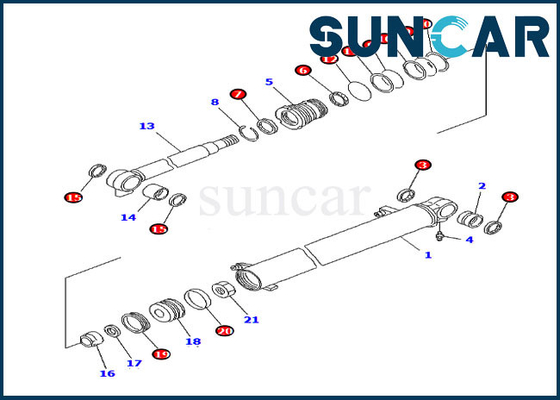 قطعات داخلی کوماتسو 707-98-14760 کیت مهر و موم بوم مدل های PC20MR-1 PC20MRX-1 کیت تعمیر سیلندر