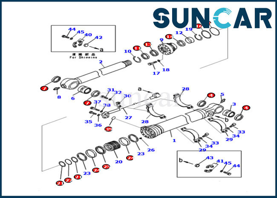 PC210LC-11 PC228US-11 مدل های Komatsu 721-99-47131 کیت تعمیر کیت آب بند سیلندر بازو کیت مهر و موم روغن بیل مکانیکی