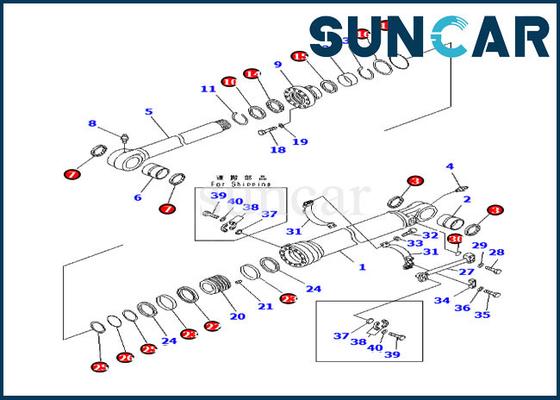 کیت مهر و موم سیلندر تنظیم بوم 707-99-66350 7079966350 کیت سرویس Komatsu PC210NLC-8K PC230NHD-8K