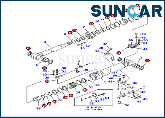 کیت تعمیر بالابر بوم سیلندر هیدرولیک 707-99-46390 برای تجهیزات سنگین Komatsu PC210LC-8K PC210NLC-8K