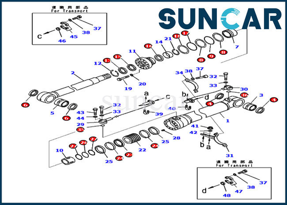 707-99-48740 7079948740 کیت تعمیر آب بند هیدرولیک متناسب با Komatsu PC210LC-10 Cylinder 90MM Rod 130MM Bore