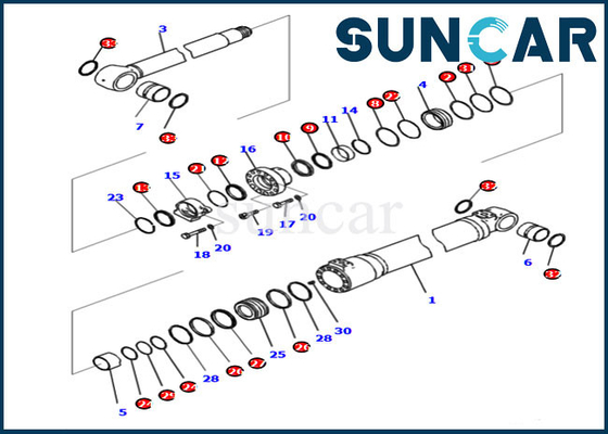 721-98-00160 کیت مهر و موم بوم سیلندر هیدرولیک برای PC210I-10 PC210LCI-10 مدل های کوماتسو بیل مکانیکی