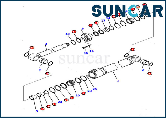 کیت سرویس سیلندر بوم 707-99-47070 متناسب با قطعات تعمیر بیل مکانیکی Komatsu HB215LC-2 PC210LCI-10