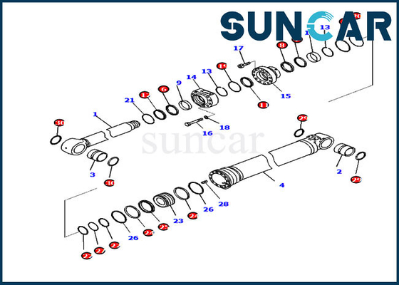 721-98-02460 کیت سرویس بوم سیلندر هیدرولیک مناسب برای تجهیزات سنگین PC210LCI-11 Komatsu