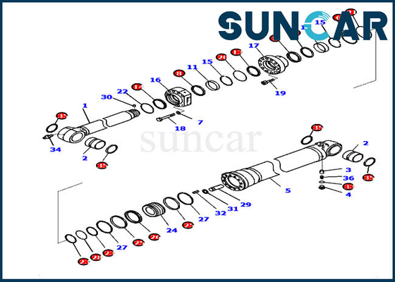 PC210LCI-11 D375AI-8E0 721-98-02330 کیت آب بند سیلندر بازوی کوماتسو قطعات کیت سرویس هیدرولیک