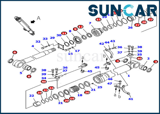 707-98-47841 7079847841 کیت مهر و موم بوم سیلندر هیدرولیک متناسب با قطعات تعویضی Komatsu PC220-7