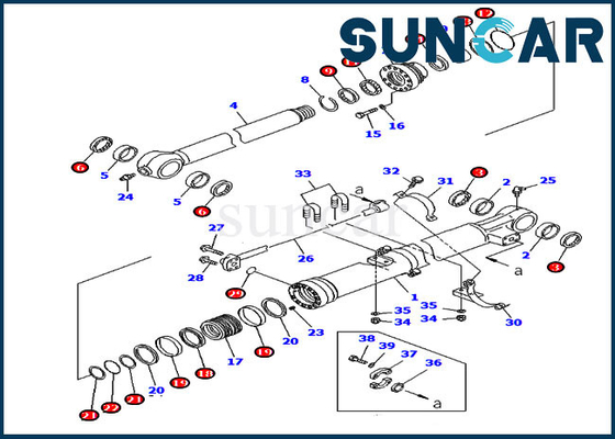 کیت تعمیر مهر و موم سطل 707-99-58060 برای نسخه خارجی PC220LC-7 PC270-7 کیت سیلندر کوماتسو