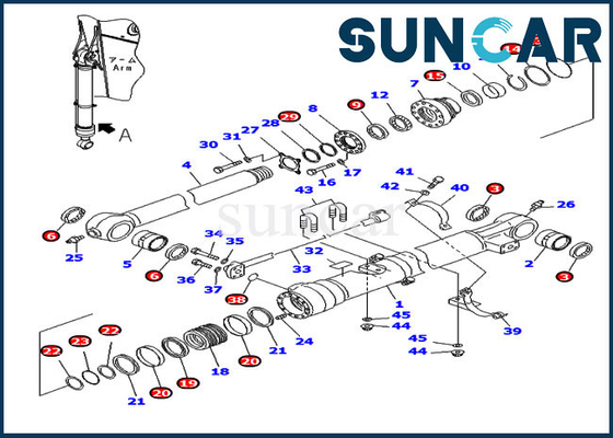 707-99-47851 PC220-7 PC220LC-7 کیت سرویس سیلندر سطل کوماتسو کیت تعویض OEM کیت مهر و موم