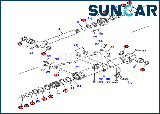 کیت مهر و موم سطلی برای کیت های سرویس سیلندر کوماتسو 707-99-59020 7079959020 PC220-8 PC240NLC-8K
