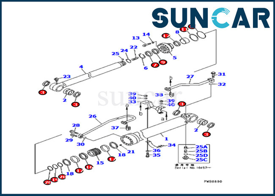 707-99-57280 7079957280 کیت مهر تعمیر سیلندر بازو برای حفاری کاماتسو PC228UU-1