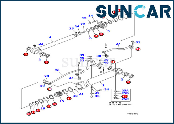 کیت مهر و موم بازوی بیل مکانیکی 707-99-57260 PC228UU-1 کیت تعمیرات کوماتسو سیلندر هیدرولیک