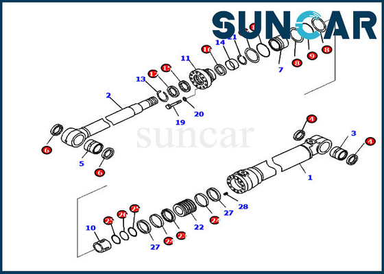 کیت تعمیر مهر و موم سیلندر بوم 721-98-00400 برای PC290LC-11 PC290NLC-11 تجهیزات مدل کوماتسو