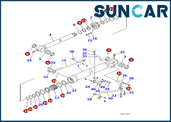 کیت مهر و موم تعویض سیلندر بوم 707-98-14580 کوماتسو متناسب با PC22MR-3 PC26MR-3 PC20MR-3