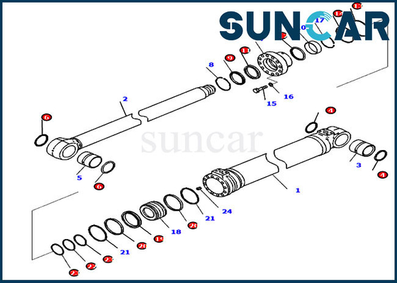 کیت سرویس تعویض سیلندر بوم کوماتسو 721-98-02320 برای PC228USLC-11 PC228USLC-11