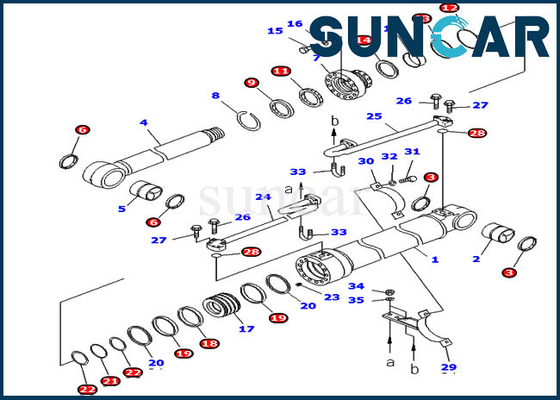 کیت مهر و موم سیلندر بوم 707-99-46140 7079946140 PC228USLC-3 For Komatsu Excavator نسخه خارجی