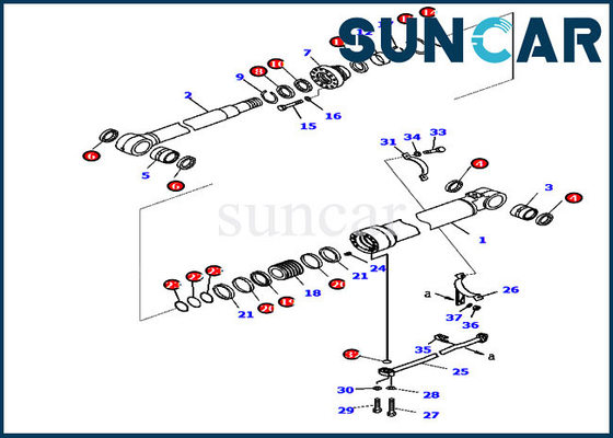 کیت سیل کوماتسو 707-99-46470 کیت تعمیر سیلندر هیدرولیک بوم برای بیل مکانیکی PC228US-8 PC228USLC-8