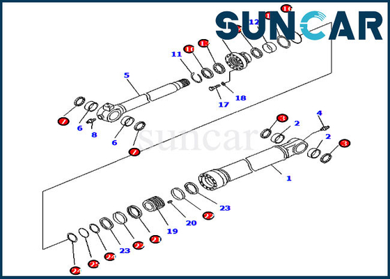 کیت مهر و موم سیلندر سطلی قطعات داخلی کوماتسو 707-99-59040 برای بازو با دسترسی بالا PC290LC/NLC-8