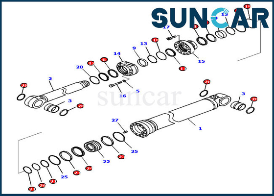 کیت مهر و موم بوم 7219804320 721-98-04320 کیت سرویس سیلندر متناسب با تجهیزات مدل Komatsu PC290LCI-11