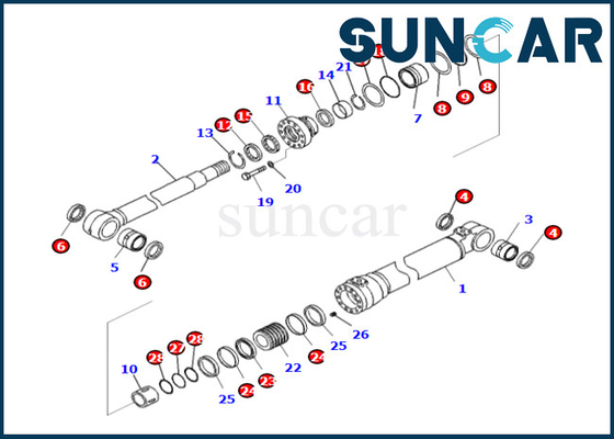 707-99-50580 7079950580 کیت تعمیر سیلندر بوم کوماتسو فیتس PC240LC-10 PC240LL-10 PC240NLC-11