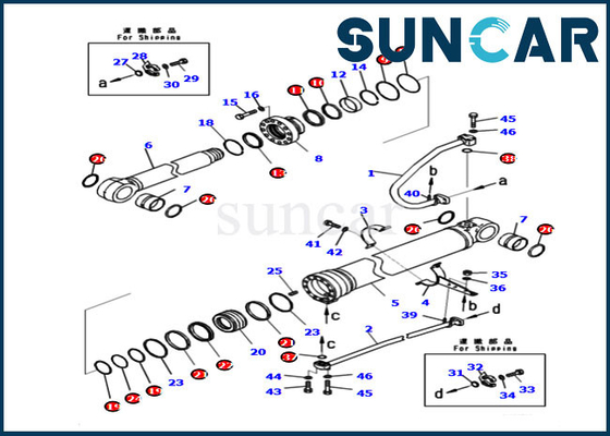 کیت آب بندی بوم کوماتسو 721-98-04330 برای سیلندر هیدرولیک کیت تعمیر 7219804330 PC290LCI-11